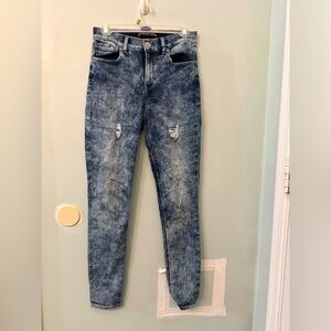 Express Distressed Acid Wash Skinny Jeans